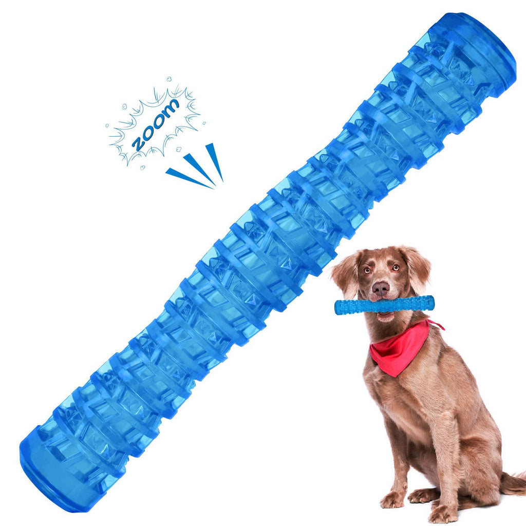 Dog Chew Toy Dog Squeaky Toy for Medium Large Breed Aggressive Chewer, Interactive Tough Durable Stick Dog Toys Puppy Chew Toy with Natural Rubber Blue - PawsPlanet Australia