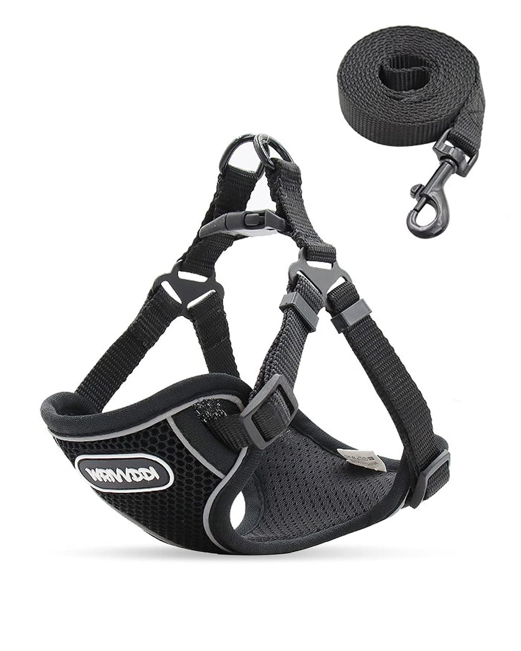 Dog and Cat Harness and Leash Set - Step-in Dog Vest Harness with Adjustable Straps Quick-Release Buckle No Pull No Choke Escape Proof - Reflective Puppy Harness for Small Medium Dogs Outdoor Walking S Black - PawsPlanet Australia