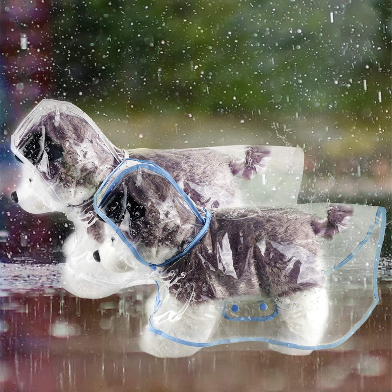 QuTZ Dog Raincoat Rain Jacket Poncho Hoodie Rainwear for Small and Medium Puppies Transparent EVA Lightweight Durable and Fashion Design 2pcs While and Blue (X-Small) X-Small - PawsPlanet Australia