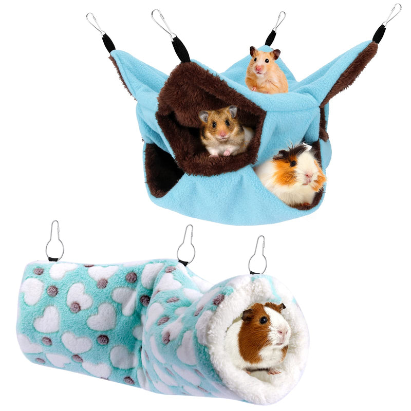 YUEPET Small Animal Hammocks Hanging Tunnel for Guinea Pig Hideout Ferret Sugar Glider Warm Swinging Bed for Rat Cage Accessories - PawsPlanet Australia