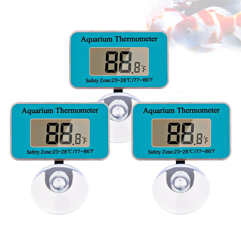 3Pcs Aquarium Water Temperature Thermometer, Fish Tank Water Terrarium Thermometer with Suction Cup, LCD Digital Waterproof Thermometer Temperature Sensor for Fish and Reptiles Like Lizard Turtle - PawsPlanet Australia