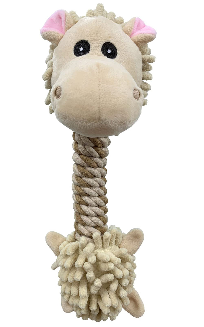FEIX80 Very Soft Dog Plush Chew Toy , Durable Squeaky Dog Toys , Cute Rope Animal Dog Toy with Rope Neck , Very Soft Stuffed Head and Body for Pet Teething (Beige Hippo) Beige Hippo - PawsPlanet Australia