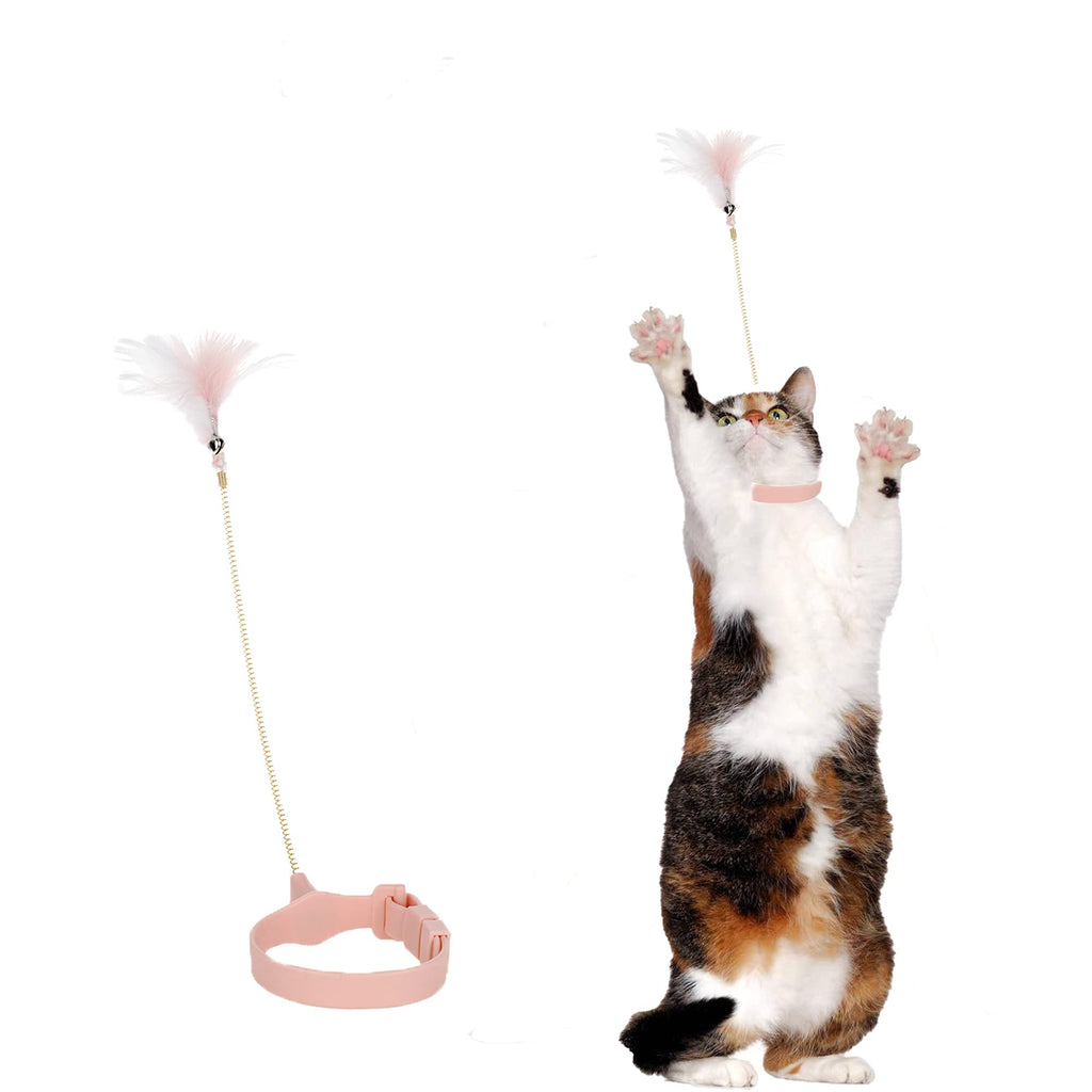 Vnliway Cat Feather Toy， Funny cat Stick，Cat Interactive Toy, Funny cat with Feathers on feet, Used for cat Indoor Play，Pink - PawsPlanet Australia