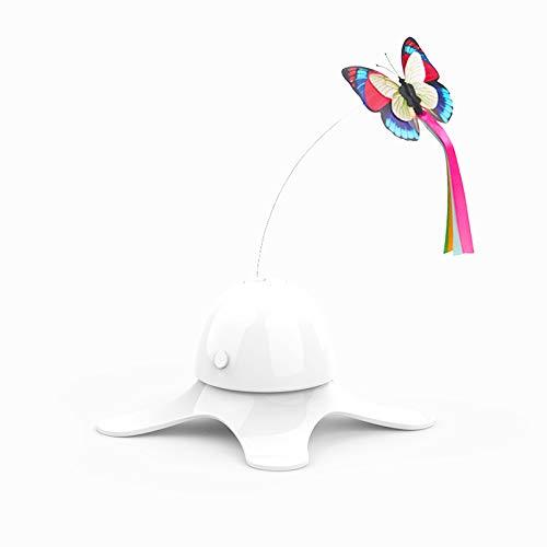 Interactive Electric Automatic Rotating Pet Play Toys Butterfly Cat Toy Kitten for Hunting Chasing and Exercising (White) - PawsPlanet Australia