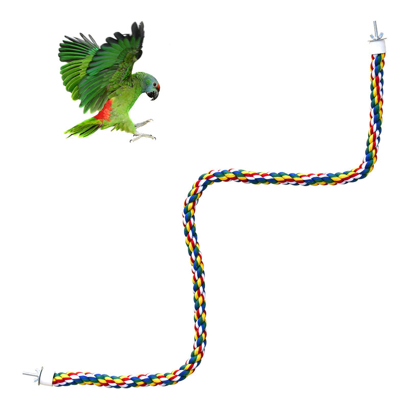 Bird Rope Perch for Parrots, Cockatiels, Parakeets, Budgie Cages Comfy Birds Colorful Rope Perches Toy (Large, 41 Inch) - PawsPlanet Australia