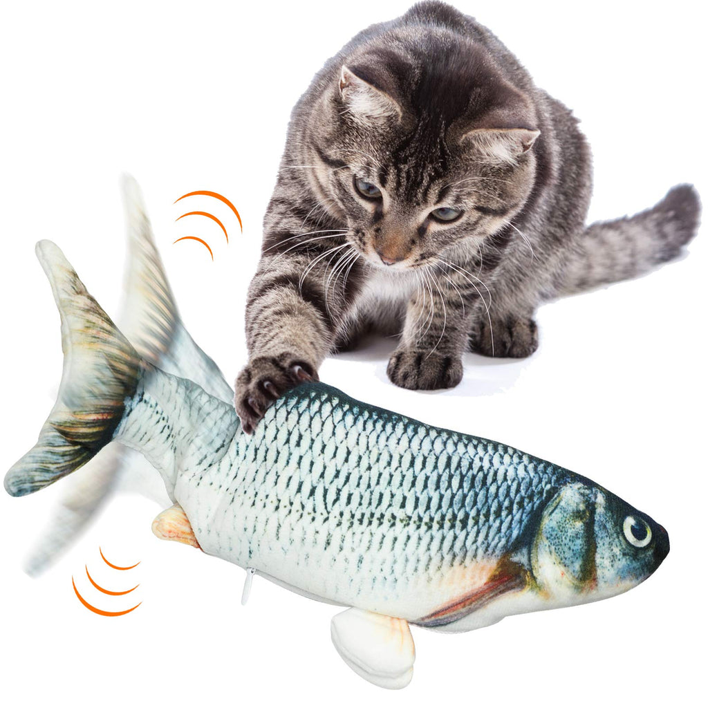 Aurako Floppy Fish Cat Toy Realistic Plush Waggle Fish Cat Toy 350mAh Large Battery USB Rechargeable Electric Moving Fish Interactive Toys for Cats Pets Children Grass Carp - PawsPlanet Australia