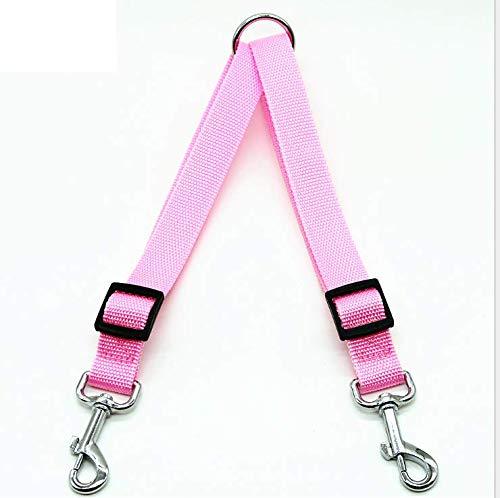 Adjustable Heavy Duty 11-20 inches Nylon Splitter , Premium Quality Dog Leash Coupler for 2 Dogs Dog Leash Large Dogs Dog leashes for Medium Dogs Dog leashes Dog leashes for Small (Pink) Pink - PawsPlanet Australia