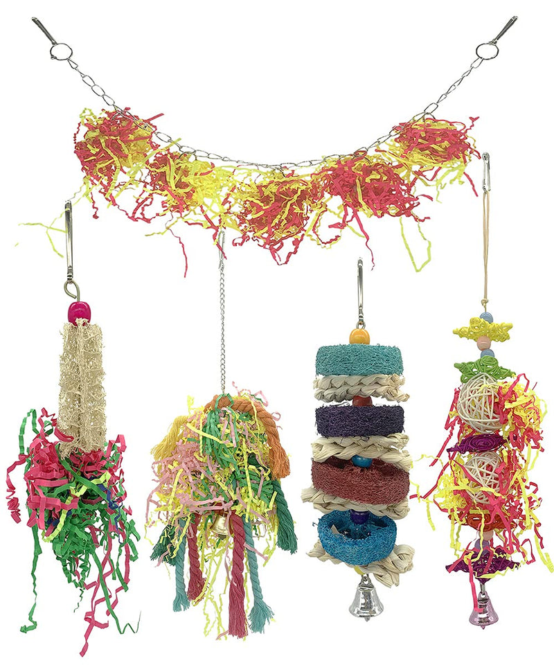 N\C 5 Pack Birds Parrot Toys,Parakeet Shredder Toys,Bird Loofah Chewing Toys,Parrots Shredder Foraging Hanging Cage Swing Toys,for Small Parrots,Finches,Cockatiels,Conures,Love Birds,Macaws - PawsPlanet Australia