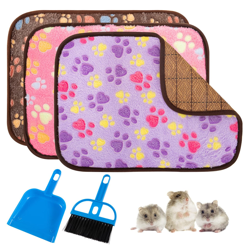 3 Pack Double-sided Guinea Pig Cage Liner with Cleaning Tool- 2 in 1 Summer Cooling Winter Warm Nest Bedding Mat in 3 Color Absorbent Waterproof Pee Pad for Guinea Pig Hamsters Ferrets (15.7" x 11.7") - PawsPlanet Australia