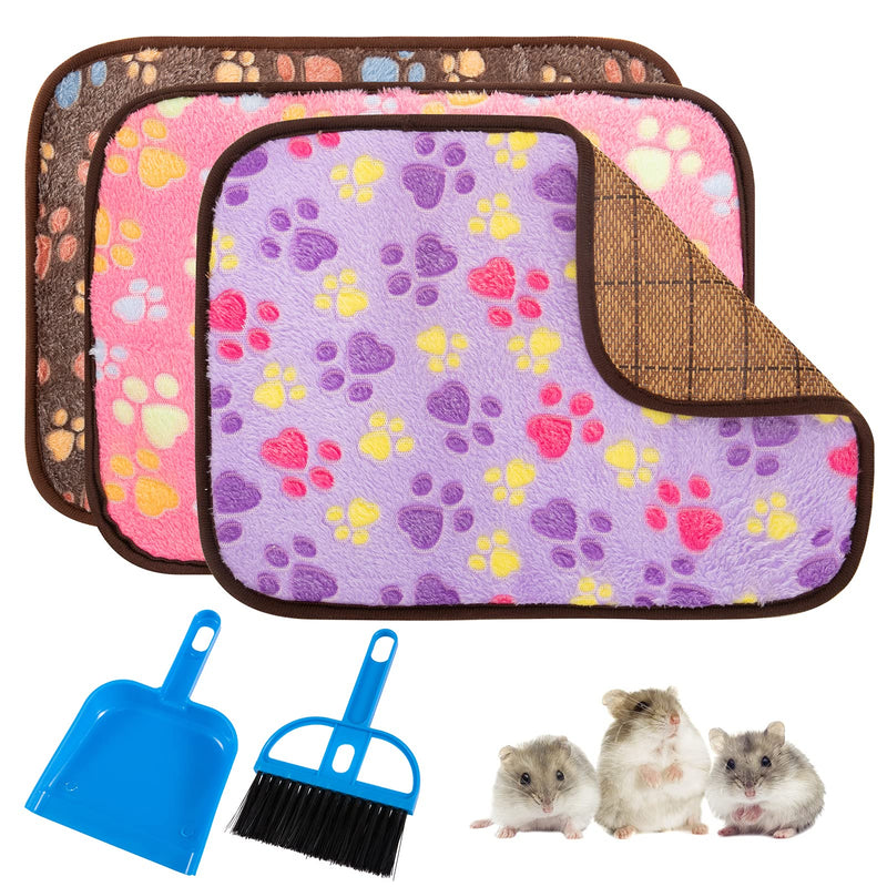 3 Pack Double-sided Guinea Pig Cage Liner with Cleaning Tool- 2 in 1 Summer Cooling Winter Warm Nest Bedding Mat in 3 Color Absorbent Waterproof Pee Pad for Guinea Pig Hamsters Ferrets (15.7" x 11.7") - PawsPlanet Australia