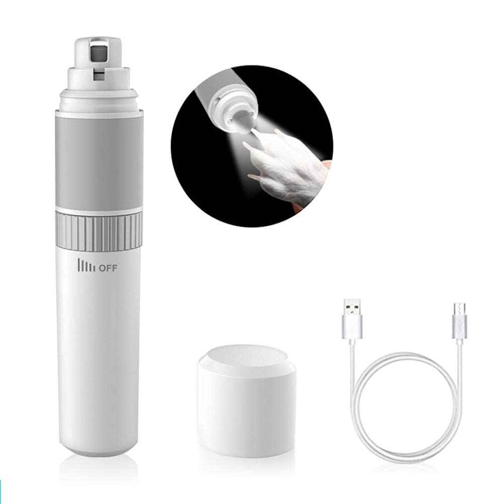 Rechargeable Dog Nail Grinder-Pets Nail Trimmer with 3 Ports & Stepless Speed Changing System to Paws Smoothing Safe for Small Medium Large Dogs & Cat grayish white - PawsPlanet Australia