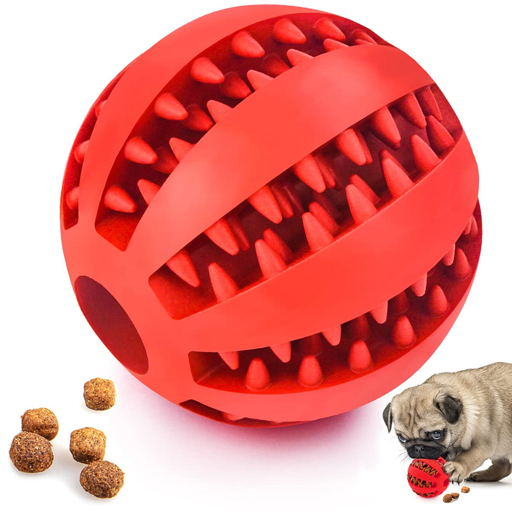 JIAXIANG Dog Toy Balls Interactive Pet Ball Durable Dog Toys Treat for Tooth Teething Training(Red) Red - PawsPlanet Australia