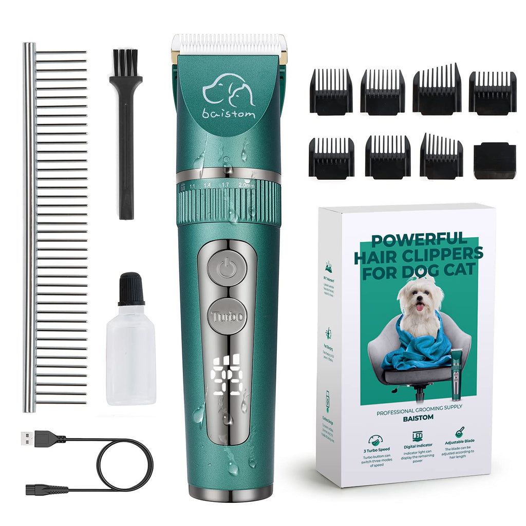Baistom Dog Grooming Kit, Dog Clippers Trimmers for Small Dogs &Cats, Cordless Paw Clippers with 3 Turbo Speeds, Professional Animal Clippers Fast Charging - PawsPlanet Australia