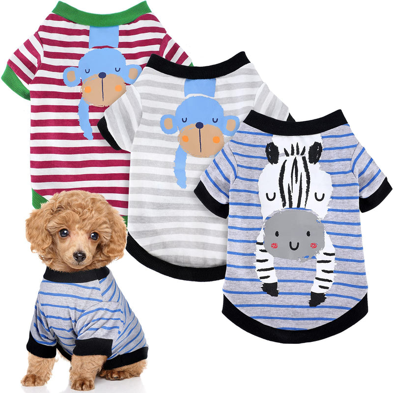 3 Pieces Pet Daily Striped Shirts Printed Puppy Pet Shirts Soft Breathable T-Shirt for Cute Dog Sweatshirt Pet Puppy Clothes (Black and White, Green and Dark Red, Black and Gray, M) Black and White, Green and Dark Red, Black and Gray Medium - PawsPlanet Australia