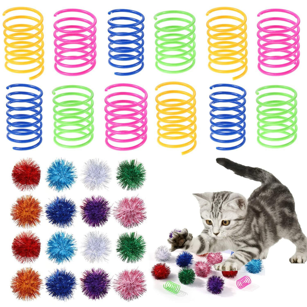 62pcs Cat Toys with Variety Bundle Set Include 50Pcs Funny Cat Scratch Ball Toy, Kitty Toys Sparkle Balls and 12pcs Plastic Cat Springs Tube Toys for Small and Medium Cats - PawsPlanet Australia