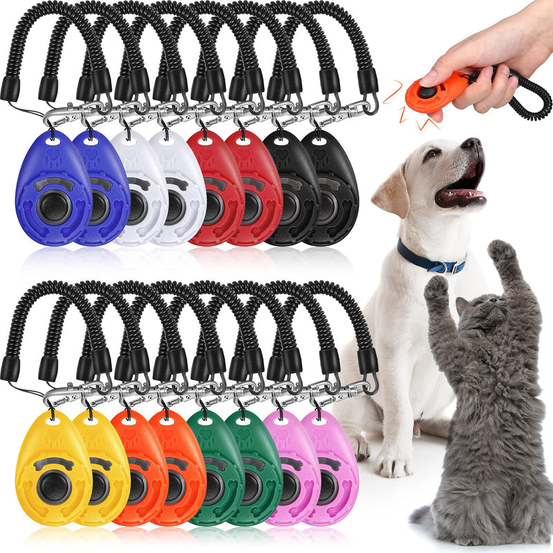 Sumind 16 Pieces Dog Training Clickers with Wrist Lanyard Pet Training Clicker with Big Button for Pet Behavioral Training Dogs Cats Birds Horses - PawsPlanet Australia