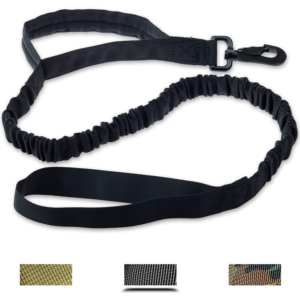 KUSSONLI Heavy Duty Bungee Dog Leash,3.3-4.6 FT Tactical Training Elasticity Leash for Medium and Large Dogs,Black with 2 Control Handle Anti-Pull,Suitable for Outdoor,Camping or Backyard Black - PawsPlanet Australia