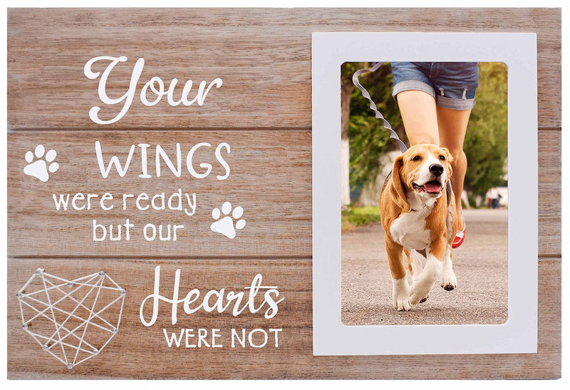 Pet Memorial Picture Frame for Loss of Dog or Cat - Pet Loss Gifts for Pet Owner - Cat Remembrance Frame Gift - Dog Sympathy Photo Frame Gift - Your Wings Were Ready But Our Hearts Were Not - PawsPlanet Australia