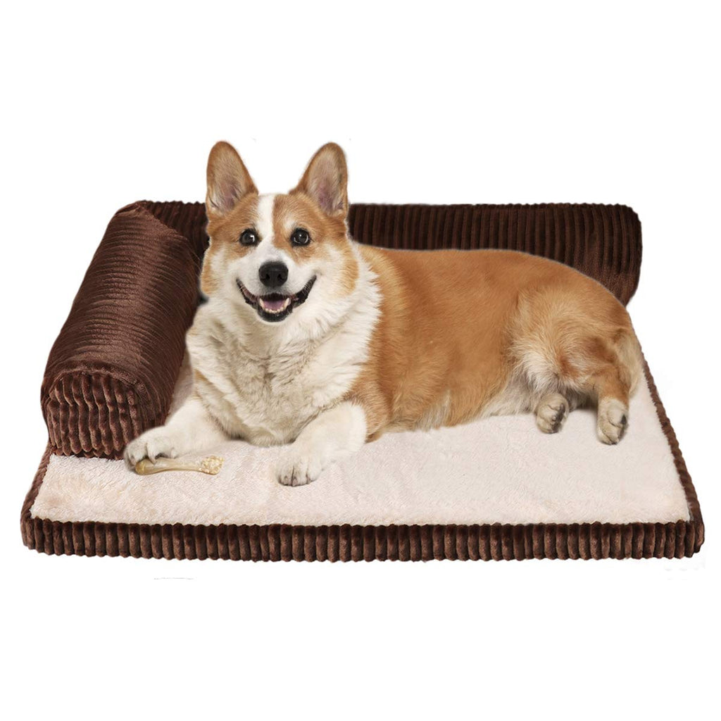 XSlive Medium Memory Foam Dog Bed - Luxury Rectangle Pet Bed for Anti Anxiety Calmingwith Removable Washable Cover & Waterproof Liner - Durable Pad Mat for Pets up to 30 lbs(26 x 20 Inch,Coffee) 26 Inch by 20 Inch Coffee - PawsPlanet Australia
