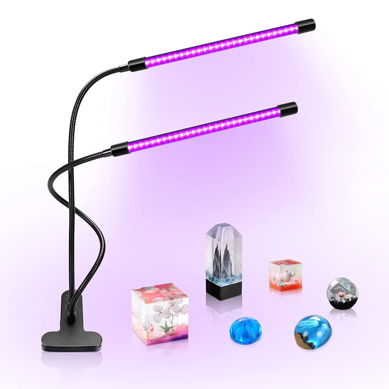 LED UV Lamp Dual Head, 20W UV Light with Clip, Glow in The Dark, 395nm-405nm Black Light for Party, Stage, Paint, Collection, Aquarium, Cure 3D Printer Resin - PawsPlanet Australia
