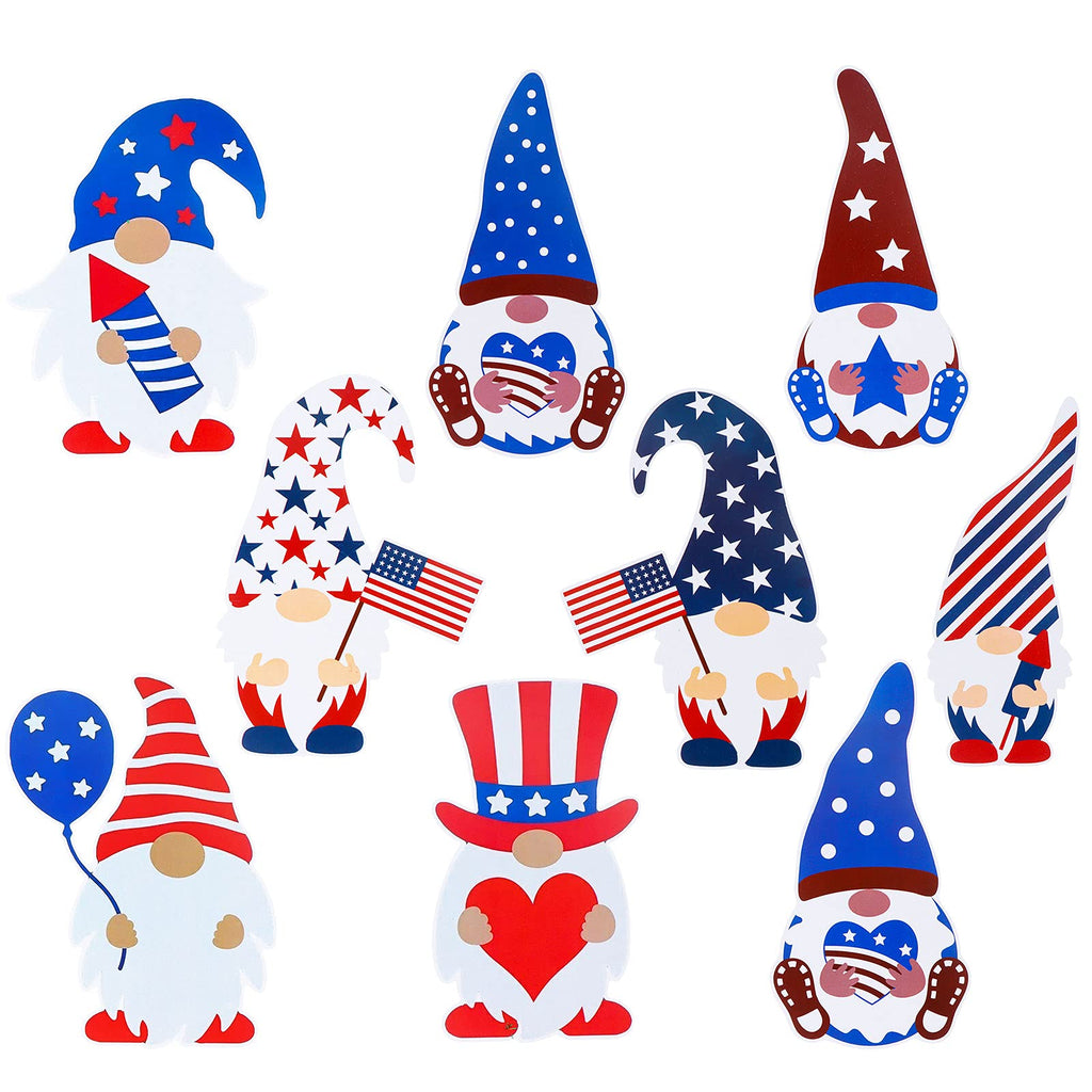45 Pieces 4th of July Gnomes Cutouts Decoration Stickers Decals Independence Day Cutouts Sticker Red White Blue Patriotic Gnome Wall Sticker Decals Patriotic Cutouts Decal - PawsPlanet Australia