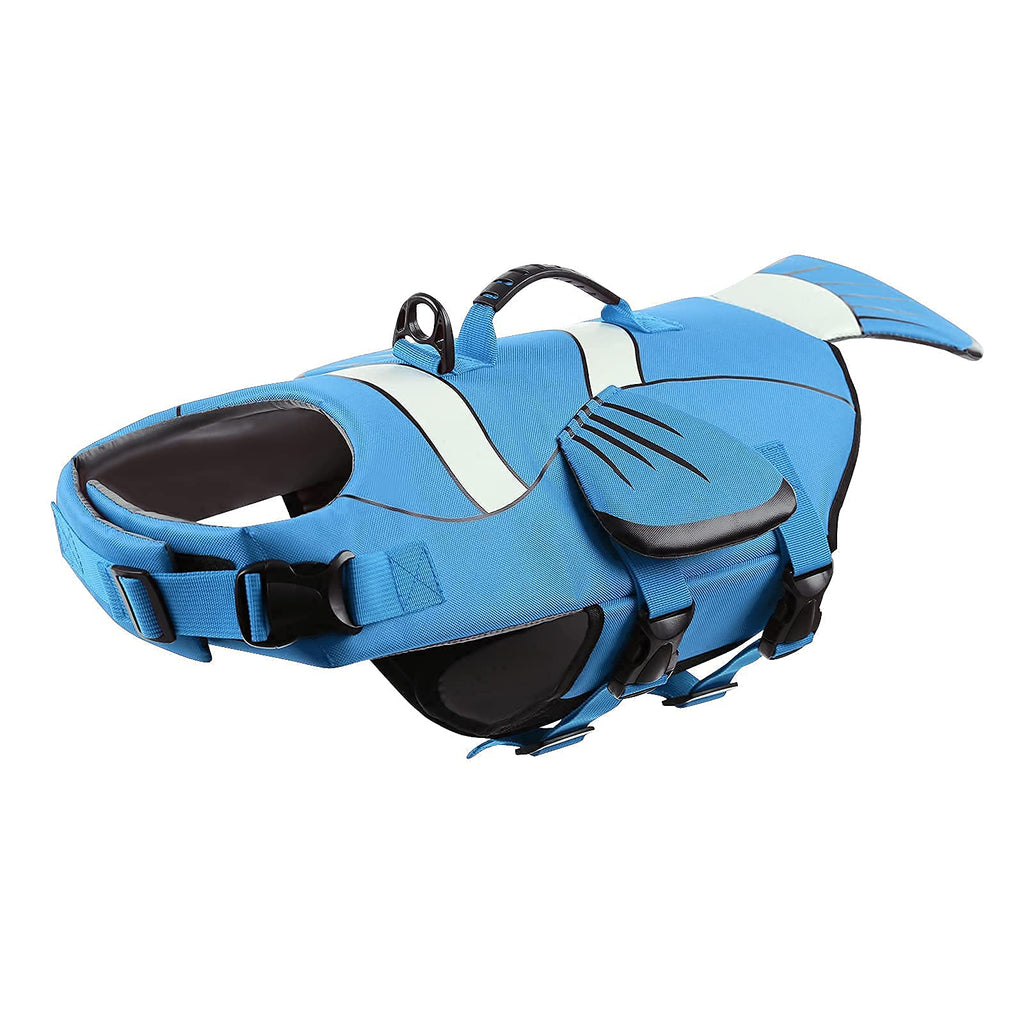 ASENKU Dog Life Jacket with Handle, Adjustable Dog Life Vest for Swimming Boating, Doggie Safety Vest Floatation Preserver Lifesaver for Small Medium Large Dogs, Blue, XS X-Small - PawsPlanet Australia