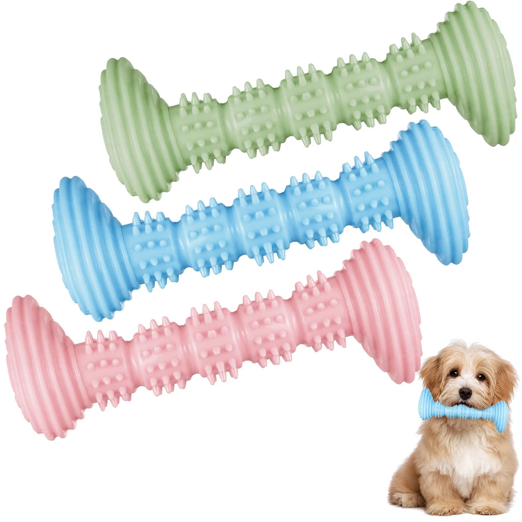 3 Pieces Dog Toys Puppy Teething Toy Dog Rubber Chew Toy Flexible Pet Toothbrush Pick Up Sticks Toy for Small Medium Dogs Puppies Teeth Cleaning and Relieving Itching(Pink, Blue, Green) - PawsPlanet Australia