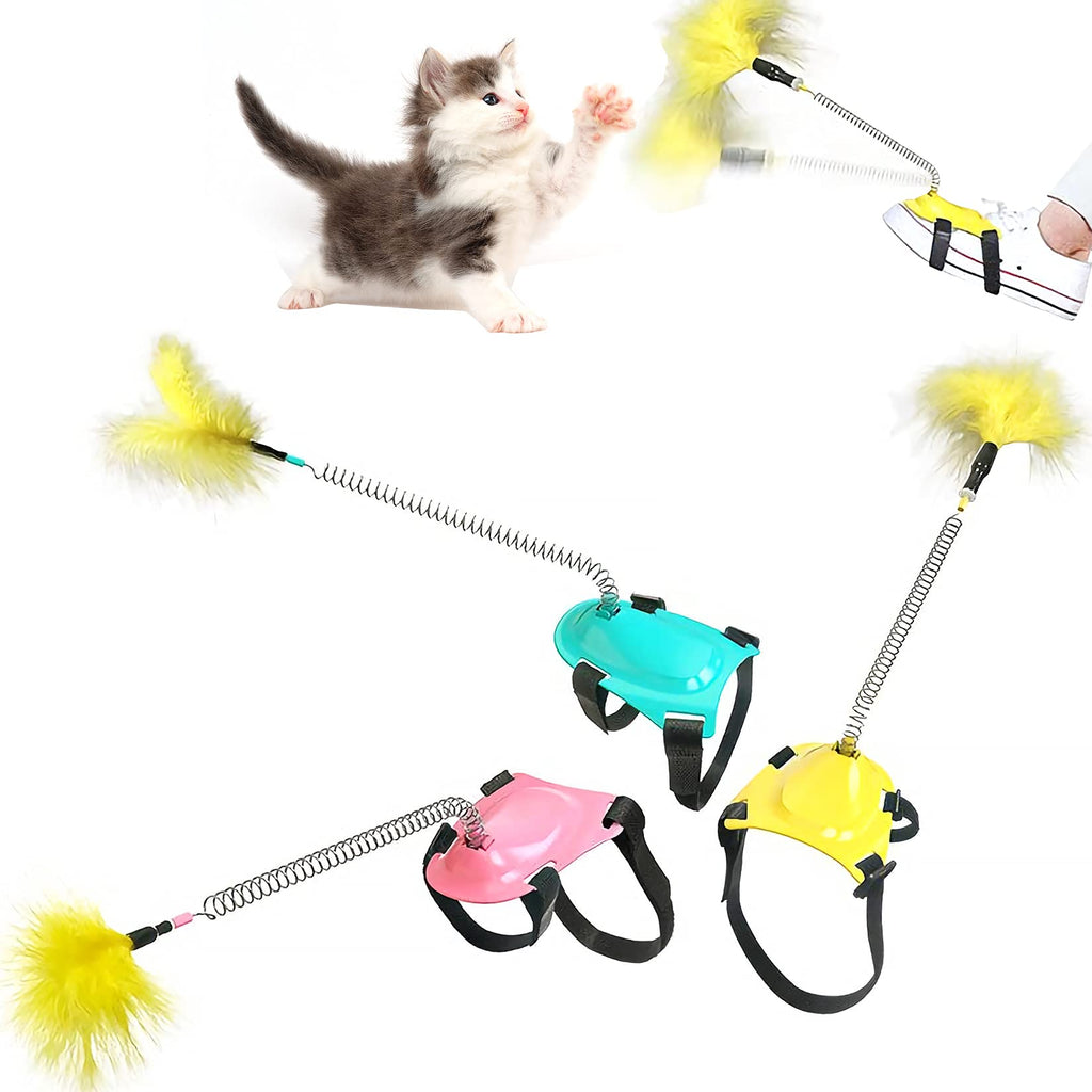Asofcof 3 Set Cat Toy Artificial Feather Wand Interactive Teaser Stick Kitten Funny Teasing Toys Foot Playing Pet Toy for Cats - PawsPlanet Australia