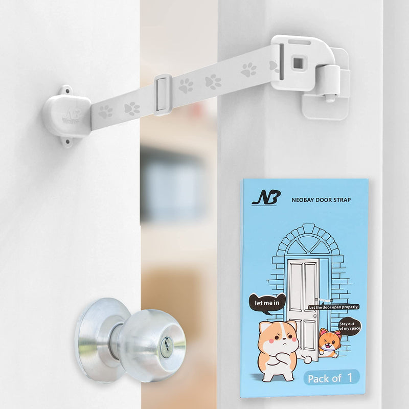 Neobay Adjustable Door Strap and Latch, Keep Dog Out of Litter Box, Economical Alternative of Pet Gates and Interior Cat Door Basic - PawsPlanet Australia
