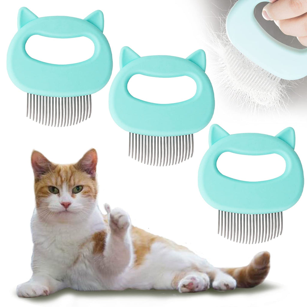 3Pcs Cat Comb, Soft Pet Hair Removal Cat Massage Comb, Cats Hair Shedding Cleaning Brush Tool, Pet Fur Grooming Brush Hair Remover for Matted Hair, Pet Deshedding Brush for Cats and Dogs (Green) - PawsPlanet Australia