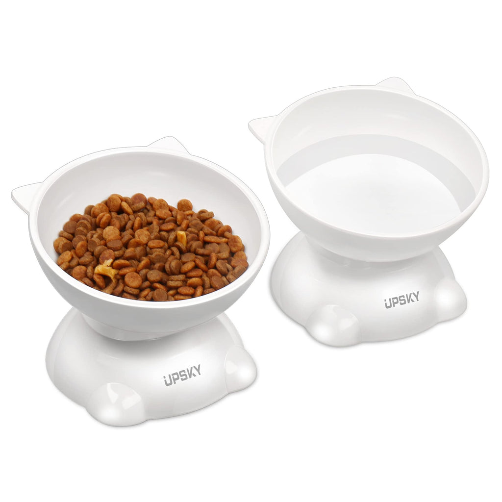 UPSKY Cat Bowls Raised Cat Dog Food and Water Bowls, Elevated Cat Feeding Bowls Set with Anti Slip Stand,15° Tilted Pet Dishes Bowl for Cat and Small Dog,Set of 2 - PawsPlanet Australia