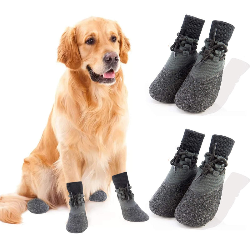 Fship 4PCS Dog Socks Anti-Slip Knit Dog Paw Protector Waterproof Dog Booties for Indoor Outdoor Wear XS - PawsPlanet Australia