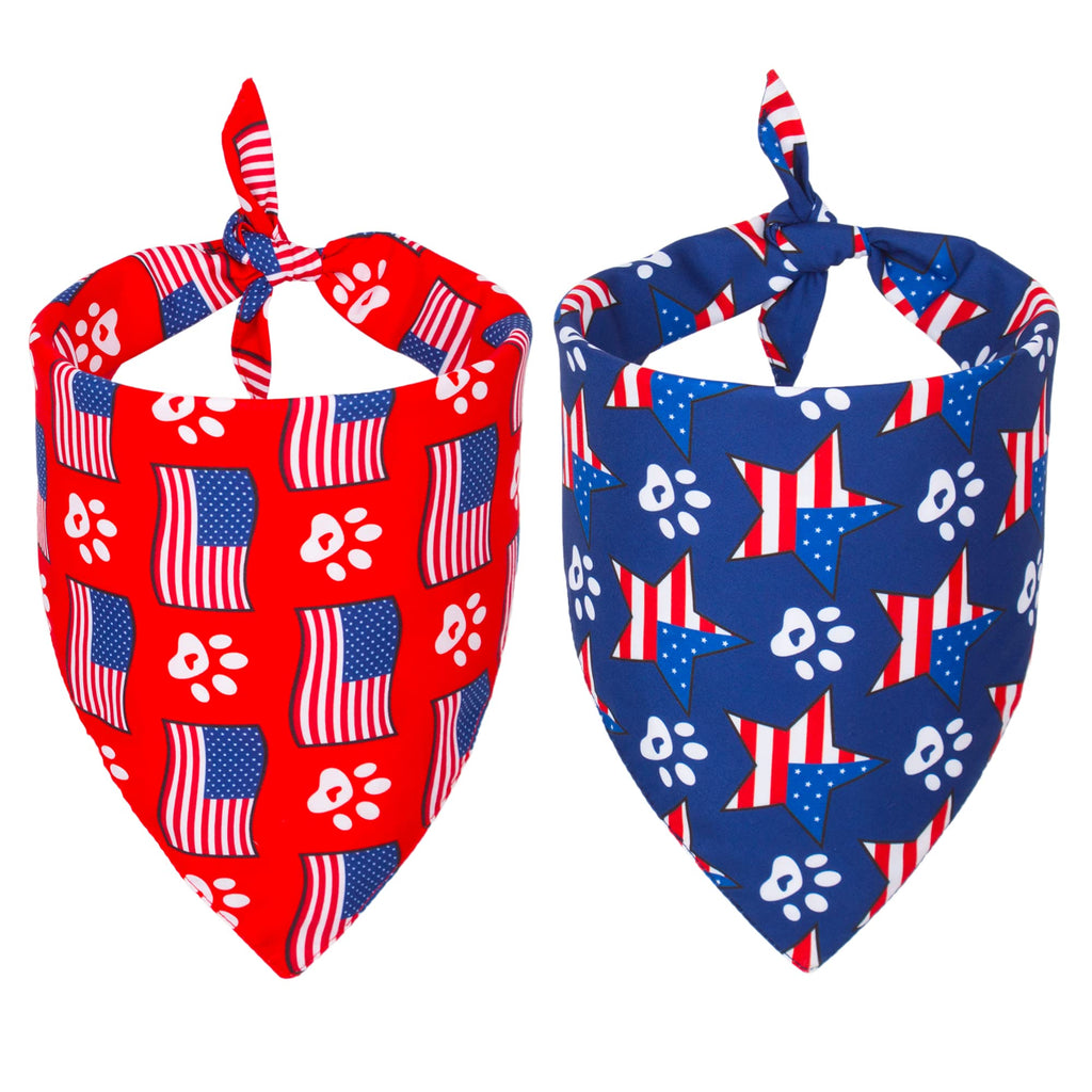 American Flag Dog Bandanas Triangle Dog Scarf Patriotic 4th of July Dog Bandana for Small Medium Large Dogs Pets (Red & Blue) Red & Blue - PawsPlanet Australia