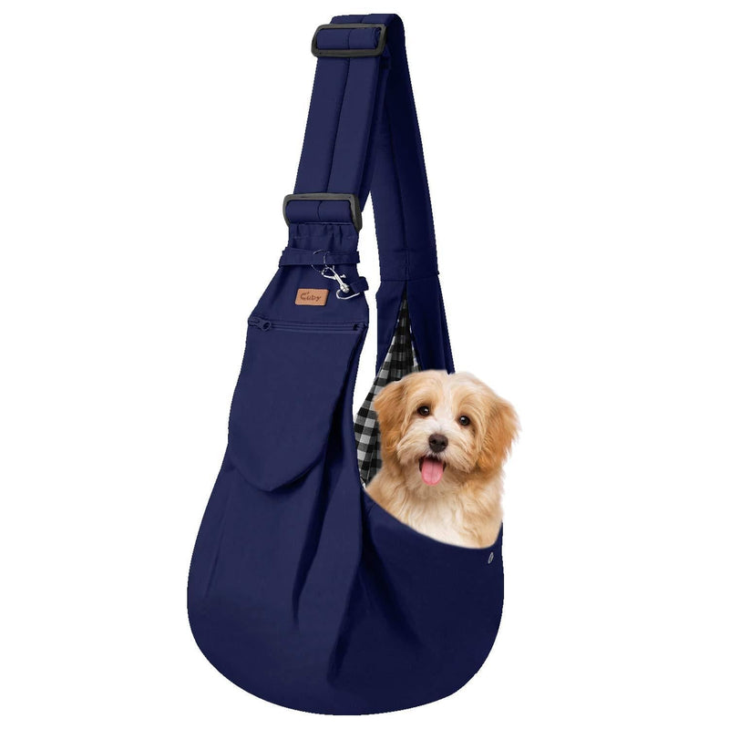 Cuby Dog and Cat Sling Carrier – Hands Free Reversible Pet Papoose Bag - Soft Pouch and Tote Design – Adjustable – Suitable for Puppy, Small Dogs, and Cats for Outdoor Travel Blue - PawsPlanet Australia
