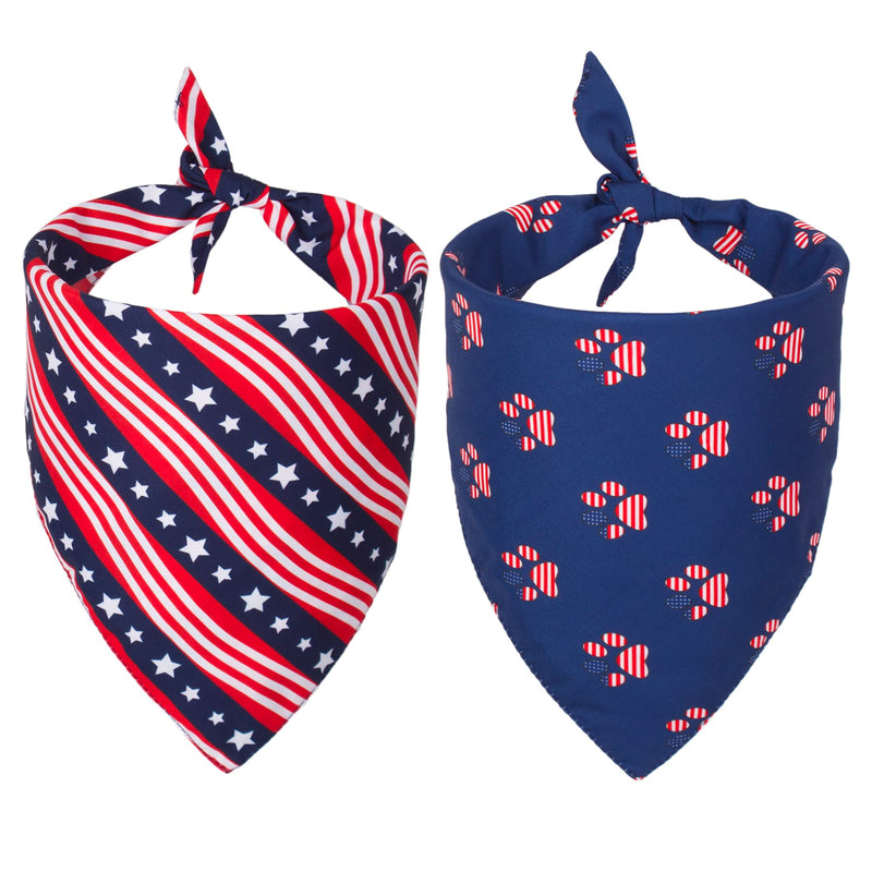 American US Flag Dog Bandana 4th of July Dog Bandanas Reversible Triangle Bibs Scarf for Small Medium Large Dogs (Style 1) Style 1 - PawsPlanet Australia