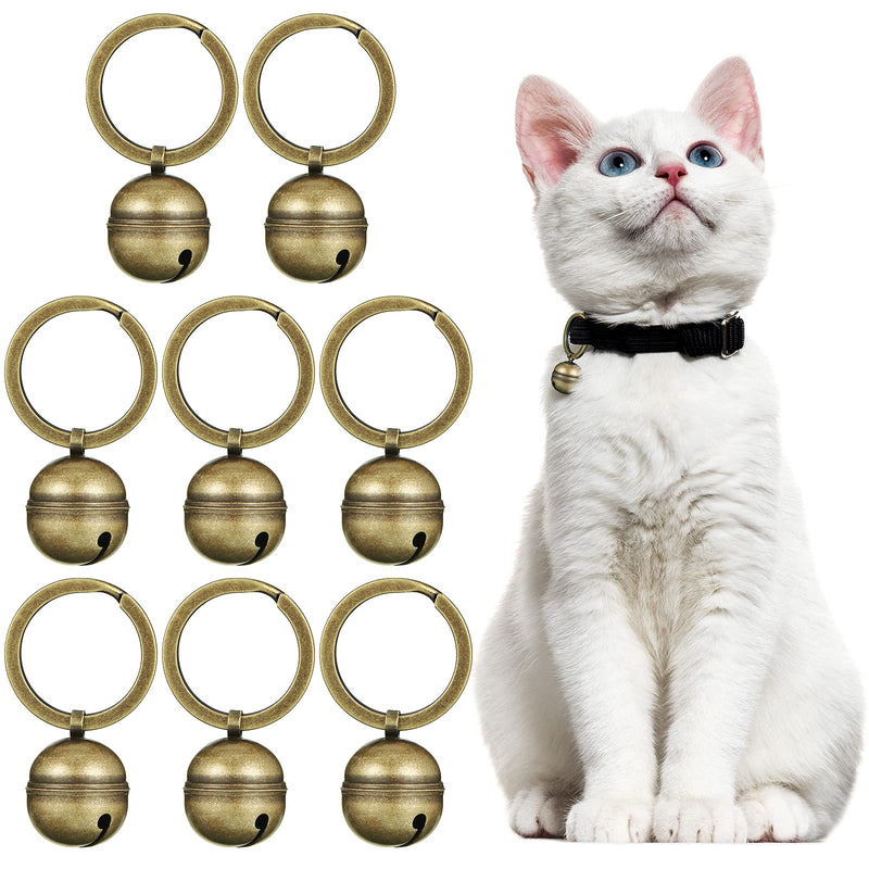 8 Pieces Cat Dog Collar Bells Bronze Dog Charm Bells Brass Bells for Collar Dog Charm Bells Pet Pendant with Key Rings for Collars Necklace Saving Birds and Animals - PawsPlanet Australia