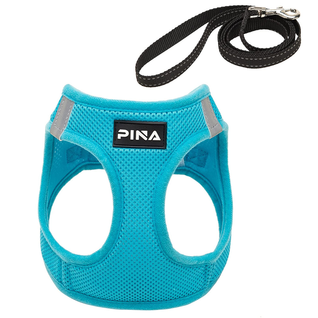 PINA Dog Harness for Small Dogs, Small Dog Harness and Leash Set, Cute Puppy Vest Harness, No Choke Breathable Step-in Air Dog Harness - Blue / XS XS(Neck:11-12" ; Chest:13-14") - PawsPlanet Australia