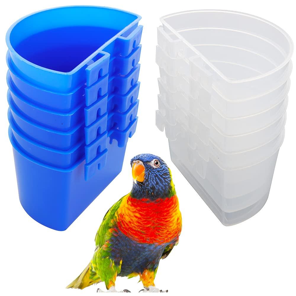 12 Pack Bird Feed Cup Cage Food Dish Cup for Bird Pigeon Parrot Rabbit Chicken Duck Poultry Gamefowl ( Blue and White) - PawsPlanet Australia