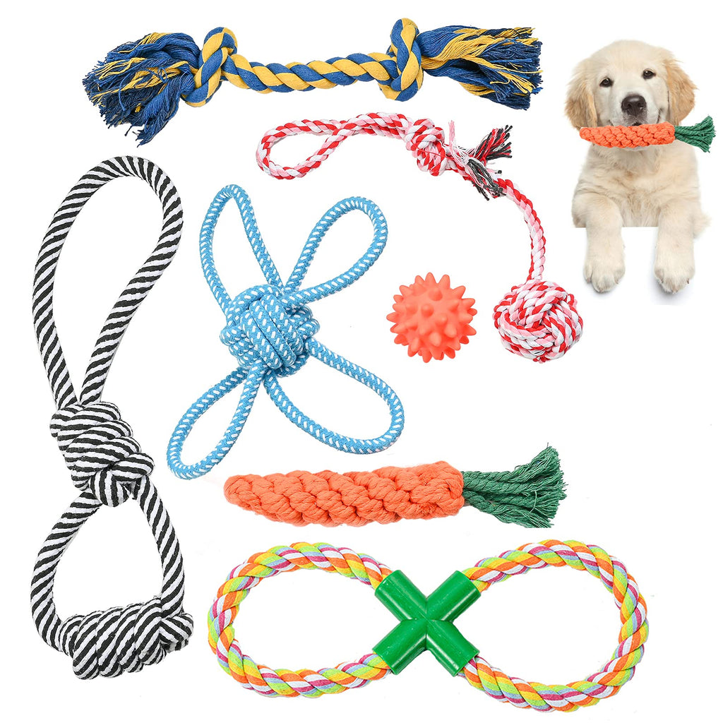 7 Pack Dog Rope Toys for Aggressive Chewers Dog Squeaky Toy Dog Chew Toys for Large Medium Puppy - PawsPlanet Australia
