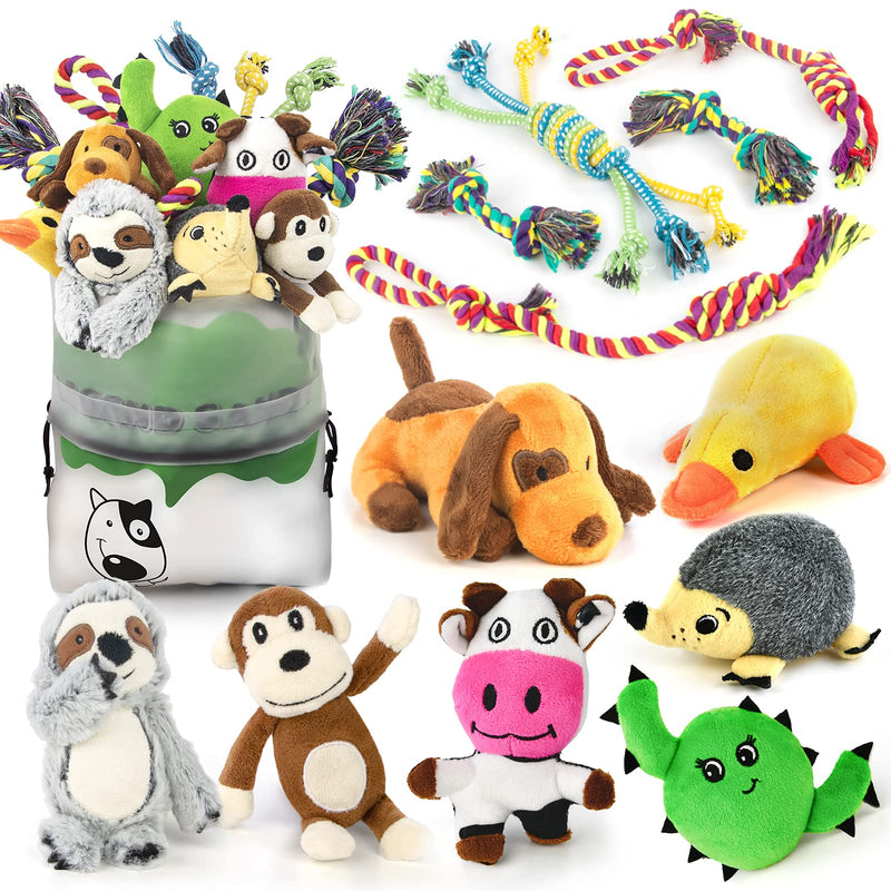 Dog Squeaky Toys for Small Dogs, 12 Pack Puppy Toys for Teething Cute Small Dog Toys Stuffed Plush Dog Toy Bundle Natural Cotton Puppy Rope Toy Dog Chew Toys for Puppies Pet Toys for Dogs - PawsPlanet Australia