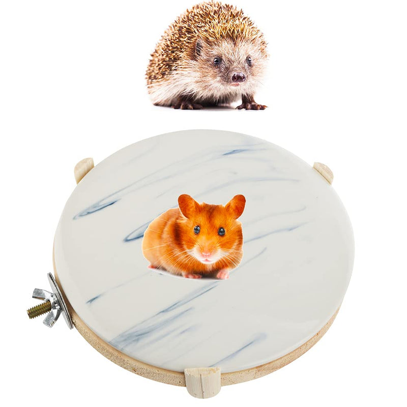 DQITJ Hamster Cooling Round-Board Ceramic Heat-dissipating Pad Cold Bedroom with Wooden Pallet for Hamster Hedgehog Chinchilla Squirrel Rabbit - PawsPlanet Australia