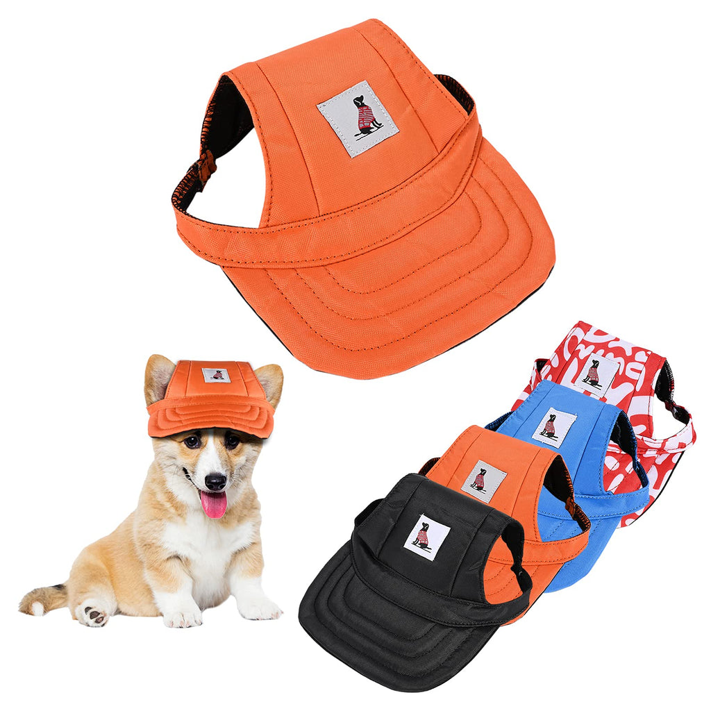 4 PCS L Size Dogs Baseball Caps, Pet Dog Visor Hats Dogs Sun Protection Caps with Adjustable Chin Straps and Ear Holes, Outdoor Sports Hats for Small Medium Puppy Dog - PawsPlanet Australia
