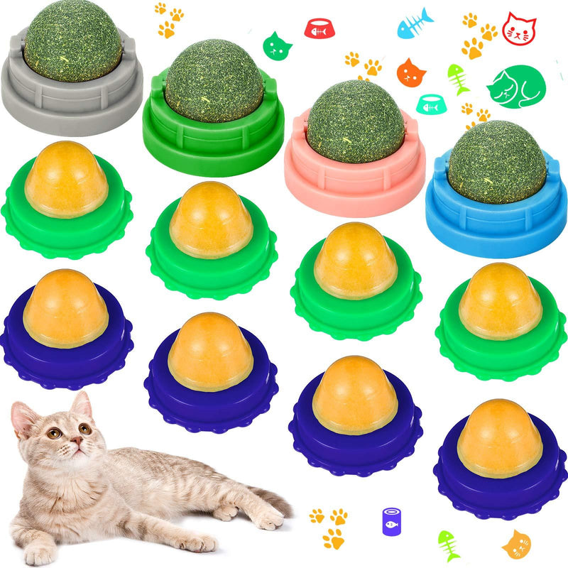 Skylety 12 Pieces Cat Snacks Candy and Catnip Wall Ball Cat Snack Licking Sugar Ball Cat Treats Healthy Candy Ball Catnip Candy Kitten Licking Sweet Ball Treats Lickable Candy Cat Edible Chew Toy - PawsPlanet Australia
