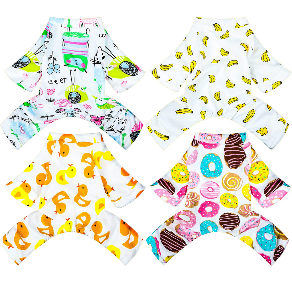 4 Pieces Puppy Dog Pajamas Pet Dog Jumpsuit Puppy Bodysuits Long Sleeve Jumpsuit for Small Medium Pet Dog Cat, 4 Styles - PawsPlanet Australia