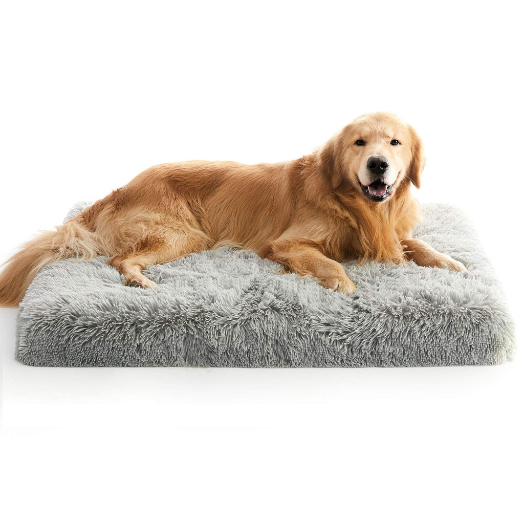MIHIKK Waterproof Dog Bed for Medium Dogs - Up to 40 lbs Medium Dog Bed with Faux Fur Washable Cover, Orthopedic Egg-Crate Foam for Joint Relief, Non-Slip Bottom Pet Mat for Crate 29 x 18 Inch, Grey M(29"x18"x3") - PawsPlanet Australia