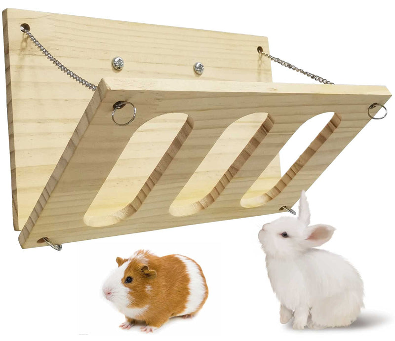 kathson Rabbit Wooden Hay Rack Bunny Hay Feeder Manger Grass Holder Guinea Pigs Food Dispenser for Rabbits Small Pets Chinchilla Hamster (Medium:9.4''5.7'') Medium:9.4''*5.7'' - PawsPlanet Australia