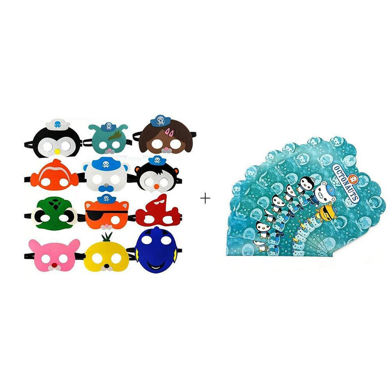 24pcs/set Octonauts Kids Birthday Party Decoration, 12 mask 12 nvitation Card Invitations Kids Christmas Decoration Birthday Party Supplies - PawsPlanet Australia