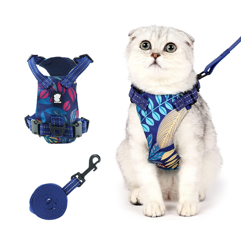 Cat Harness and Leash Set for Walking Escape Proof, Adjustable Vest for Cat and Small Dog with Reflective Strap，Easy Control Jacket for Walking Outdoor (S, Blue) S - PawsPlanet Australia