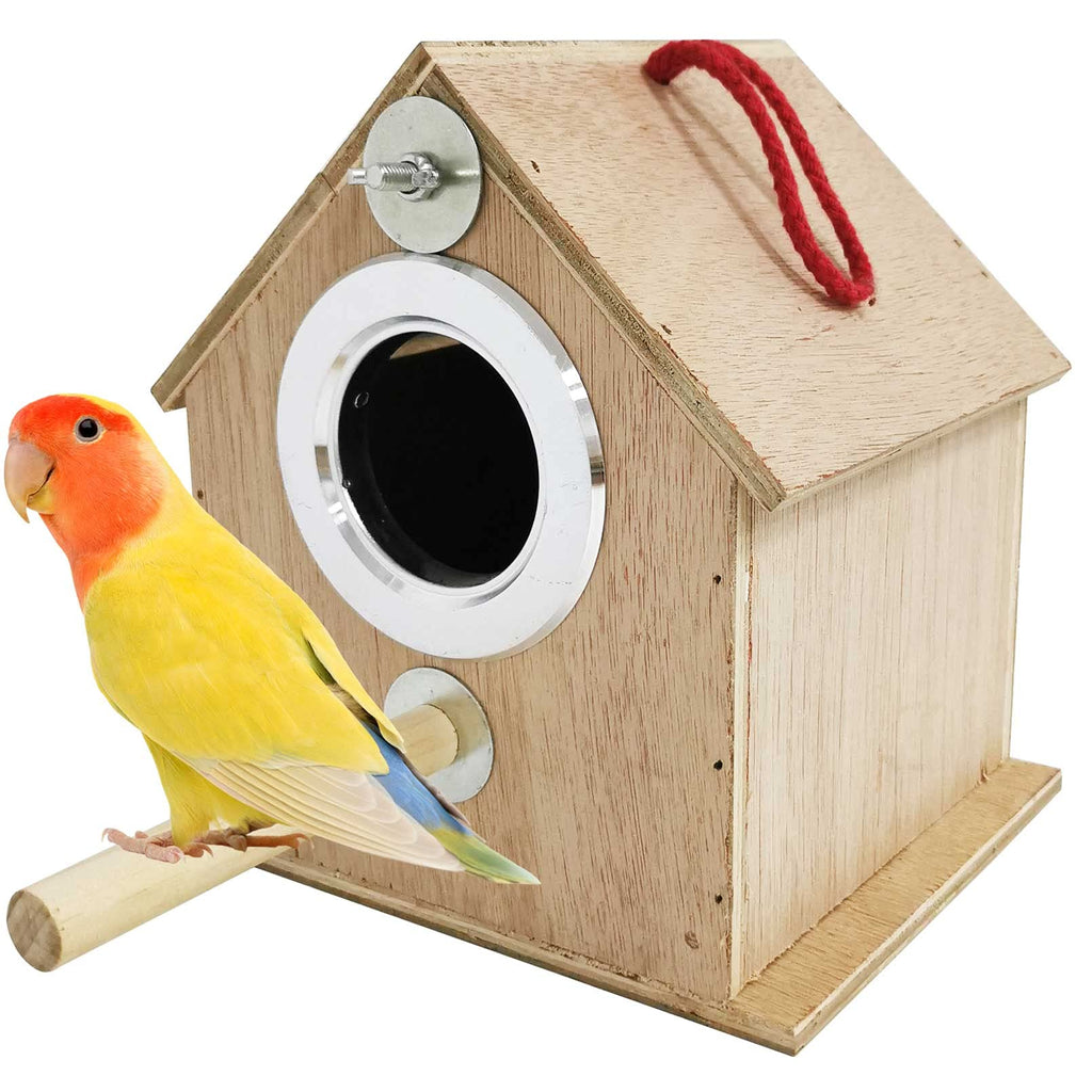 kathson Parakeet Nest Box Bird Nesting House Parrot Wood Breeding Mating Box Parrots Aviary Cage Box for Lovebirds Cockatiel Budgie Finch Conure Parrotlets 6.9''*5.7''*7.7'' - PawsPlanet Australia