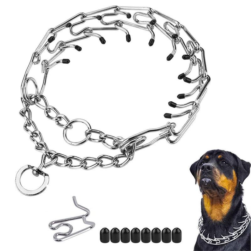 Adjustable Stainless Steel Dog Chain Collar with Comfort Dog Chain Rubber Caps for Small Medium Large Dogs S(2.5mm ,17.7-Inch/45cm) - PawsPlanet Australia